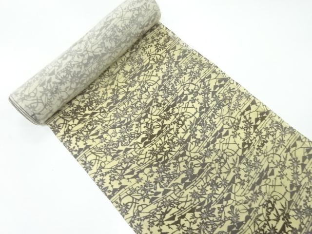 JAPANESE KIMONO / ANTIQUE ARAIHARI FOR HAORI / SILK / FLORAL PLANTS